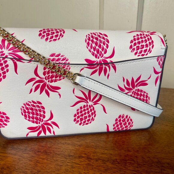 Kate Spade Morgan Pineapple Embossed Flap Chain Wallet Purse - Picture 3 of 11